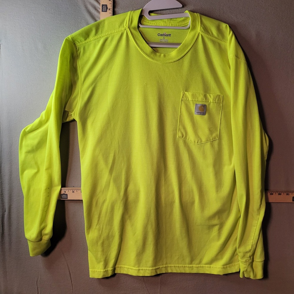 Carhartt Mens Force High Visibility Long Sleeve Pocket T-Shirt Neon Yellow L